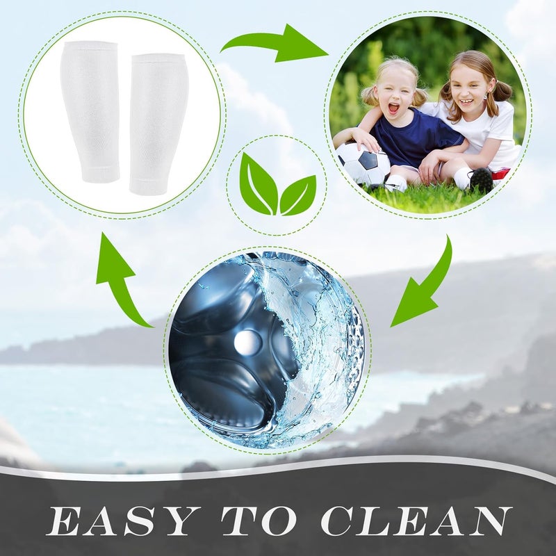 Tarpop 4 أزواج من أكمام ضغط الساق للأطفال لألعاب كرة السلة لحماية الساق والدعامة (أسود، أبيض) - Image 4